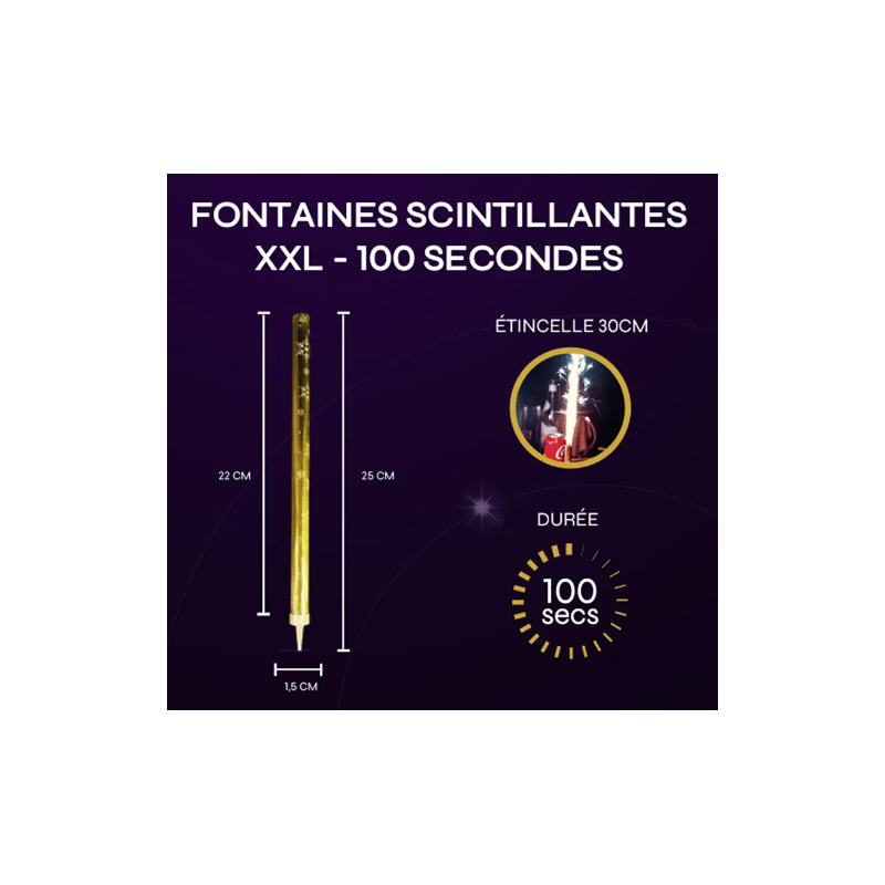 Lots de 4 Fontaines Scintillantes XXL - 100 secondes