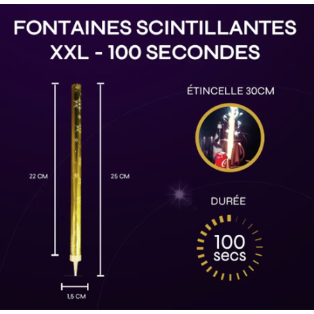 Lots de 4 Fontaines Scintillantes XXL - 100 secondes